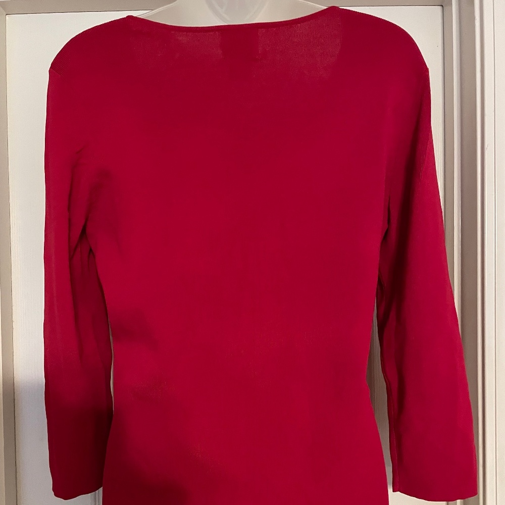 Ruby Rd. Bedazzled Red Sexy Bedazzled  sweater-top, size L - Picture 3 of 7